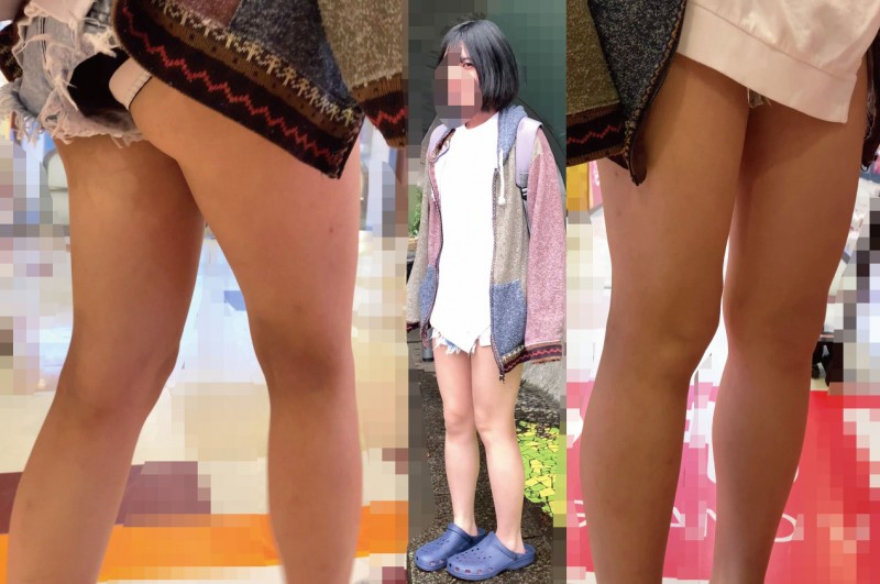 たっぷり溢れるエグ尻・・丸出しの下半身を露出する変態JD