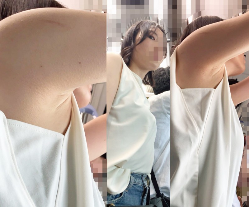 攻撃的な目で睨みつけたってエグいワキ肉は逃げられない